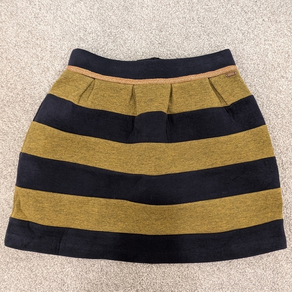 GUC Scotch R'Belle Navy and Olive Green Striped Mini Skirt - Picture 1 of 6